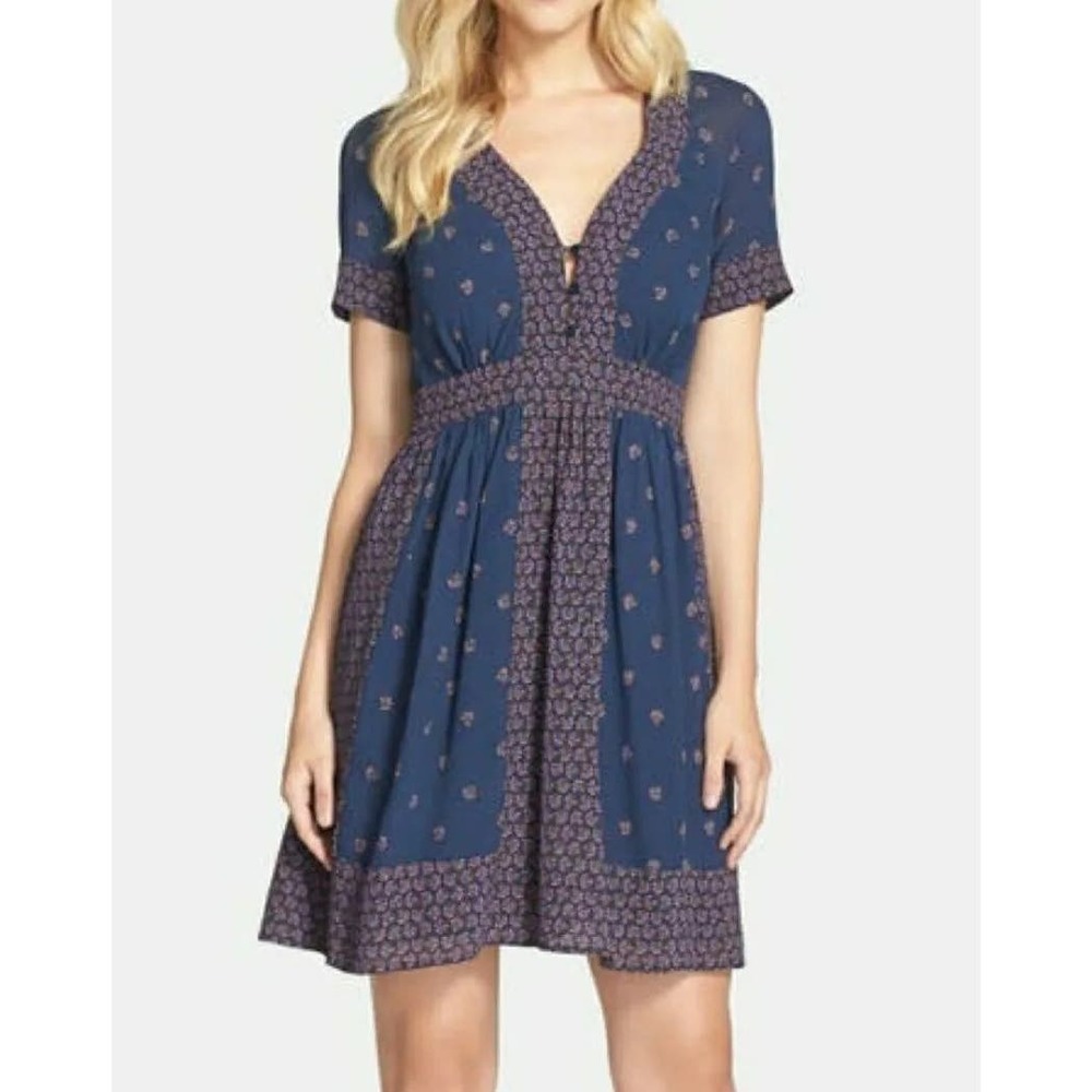 French Connection Print Georgette Fit and Flare Dress